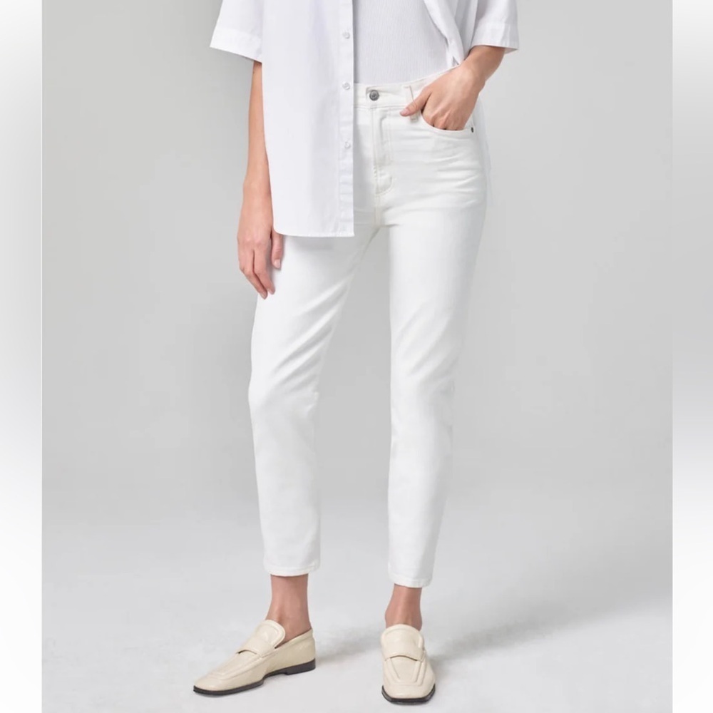 Citizens of Humanity Olivia Crop Jeans Lumen White Wash Denim Women’s Size 27